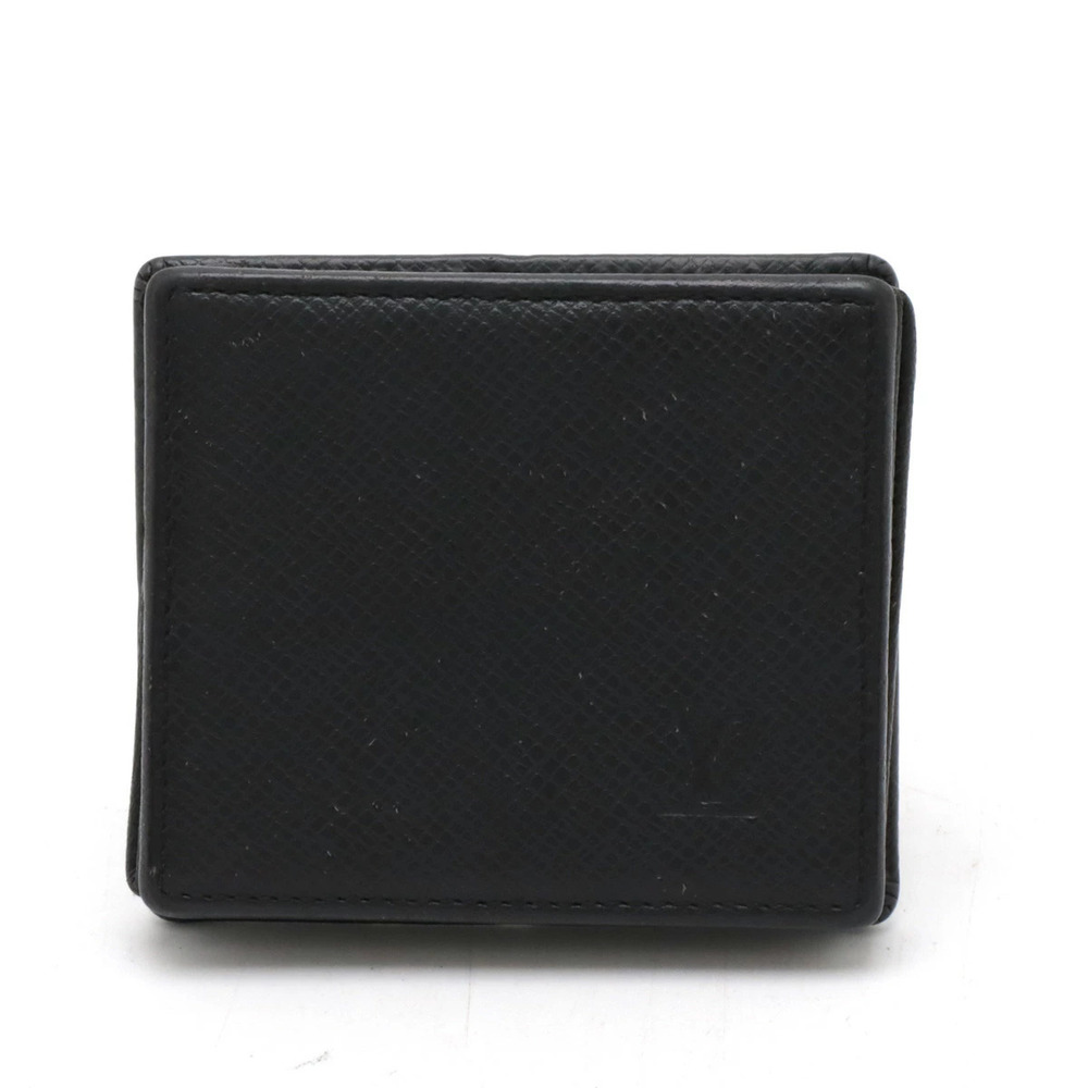LOUIS VUITTON Taiga Portemonnaie Boite Wallet Leather Calfskin Ardoise Black